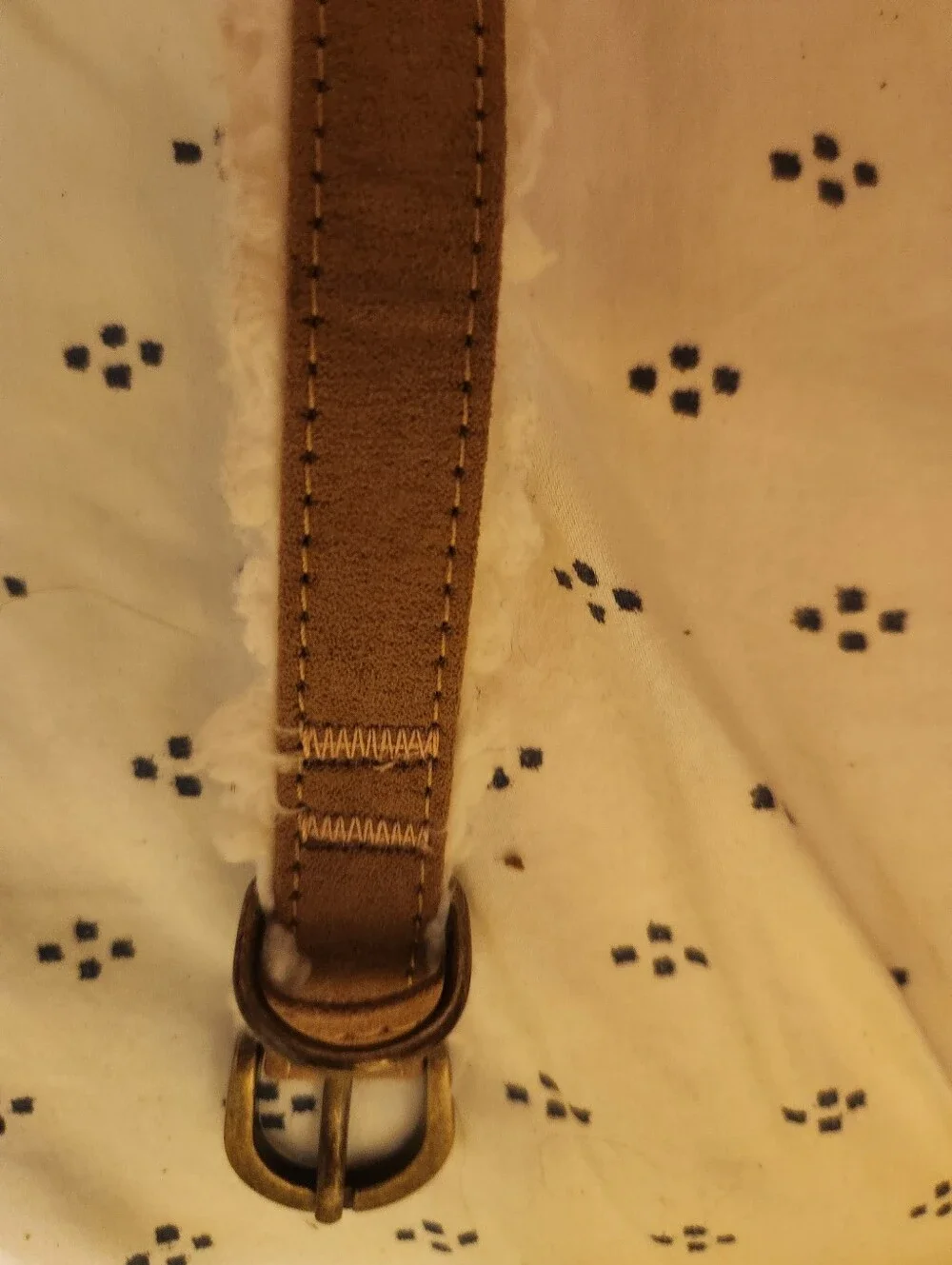 Koolaburra chestnut suede shearling dog collar. Small never worn.